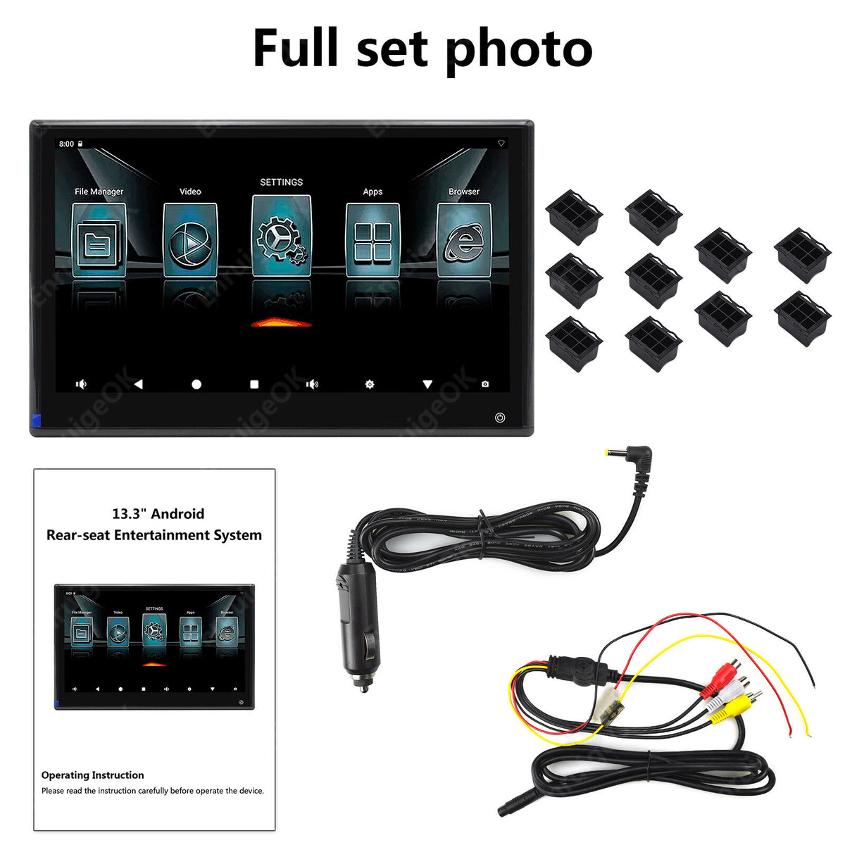 13.3" Android Headrest Monitor WIFI Car Player Bluetooth Rear Seat Entertainment1