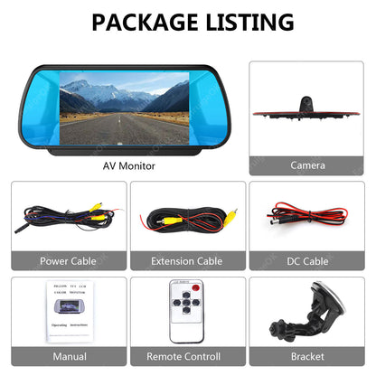 7" Mirror Monitor & Rear Brake Light Reversing Camera for Maxus Deliver 9 Van14