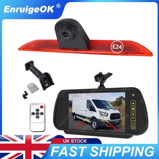 7" Mirror Monitor Rear Brake Light Reversing Camera Van For Ford Transit 350 MK80