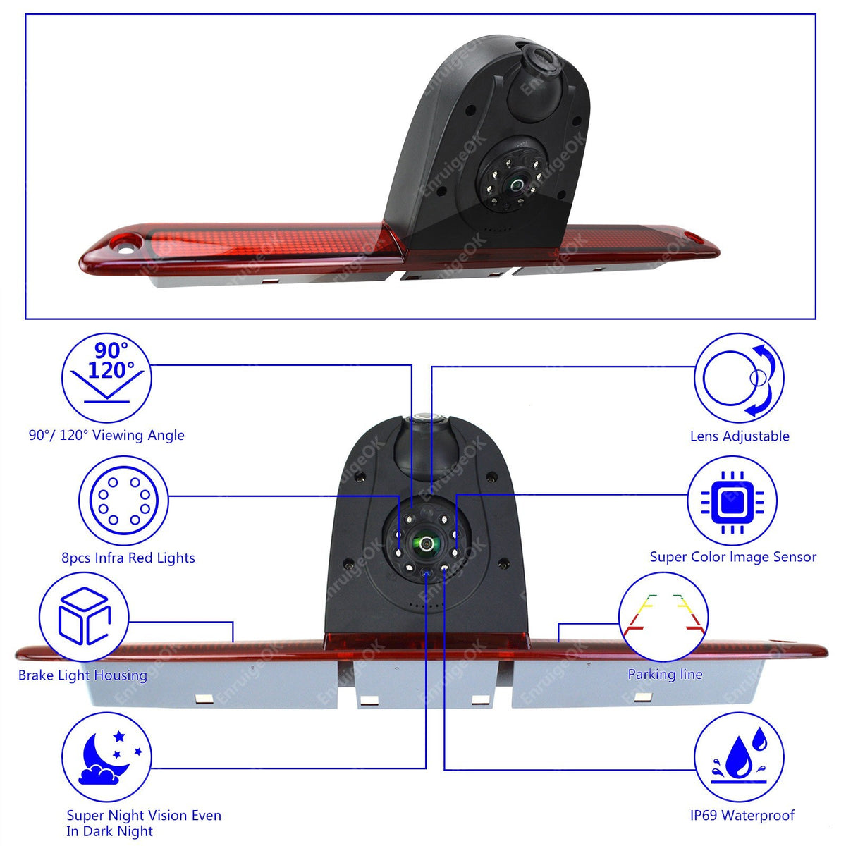For Mercedes-Benz Sprinter Dual Lens Brake Light Reverse Camera + 7" Monitor Kit5