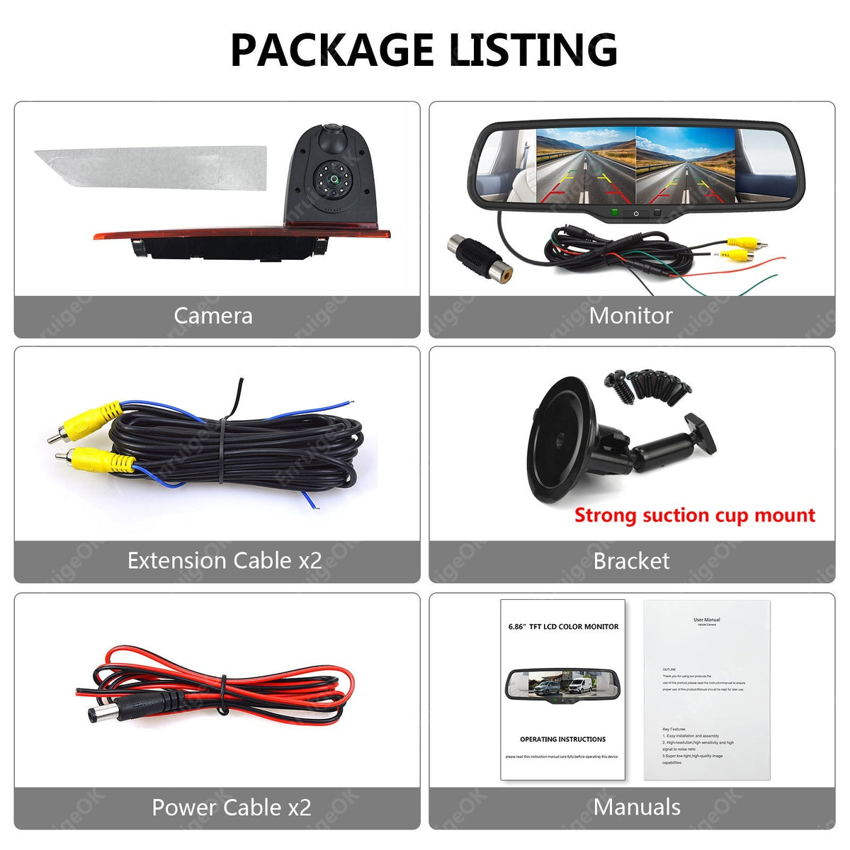 Brake Light Reverse Camera Kit for Ford Transit Custom 2016-Present Barn Doors2