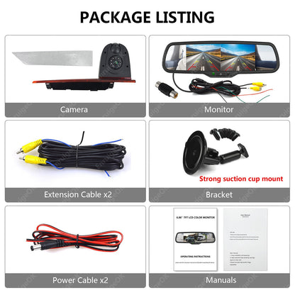 Brake Light Reverse Camera Kit for Ford Transit Custom 2016-Present Barn Doors2
