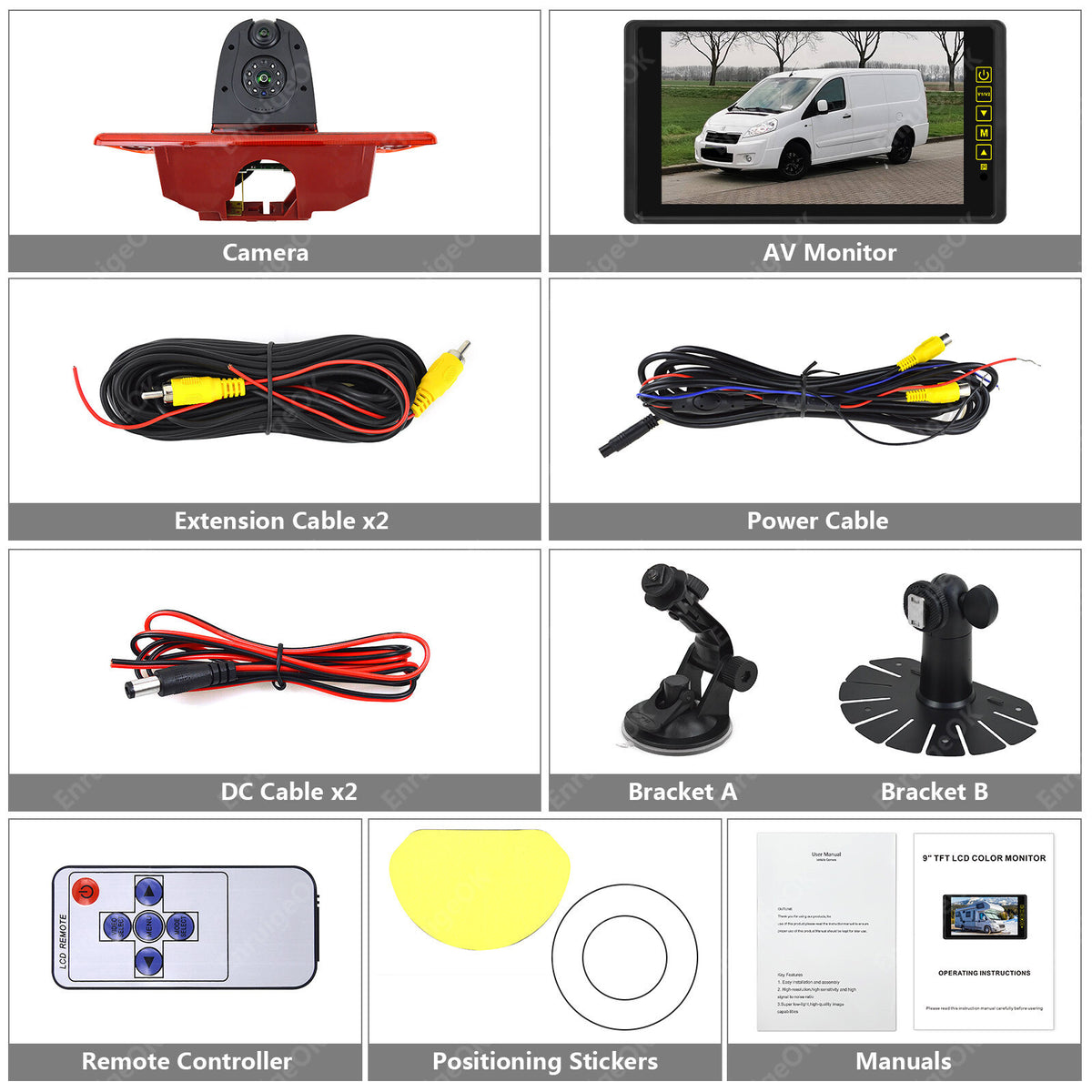 For Peugeot Expert Citroen Dispatch Dual Rear Brake Light Reversing Camera Kit7