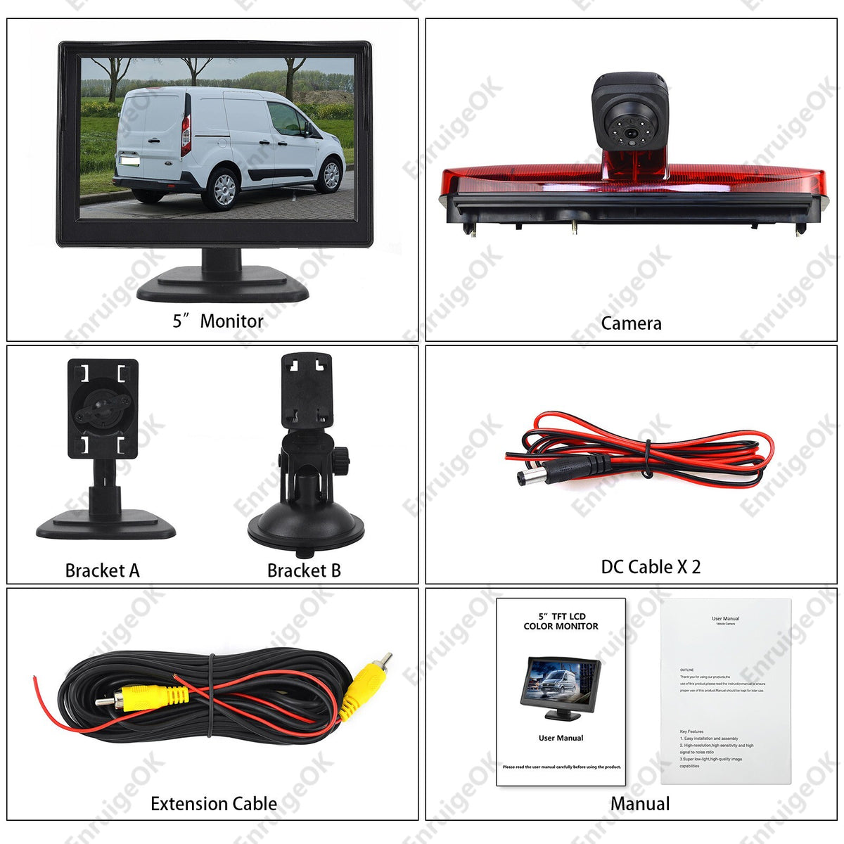 For 2014-2023 Ford Transit Connect Van Brake Light Rear View Backup Camera Kit17