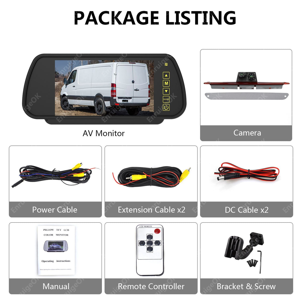 7" Monitor & Mercedes-Benz Sprinter Dual Lens Rear Brake Light Reversing Camera20