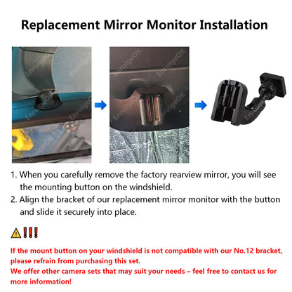 7" Mirror Monitor Brake Light Reversing Camera For Mercedes Citan Renault Kangoo5