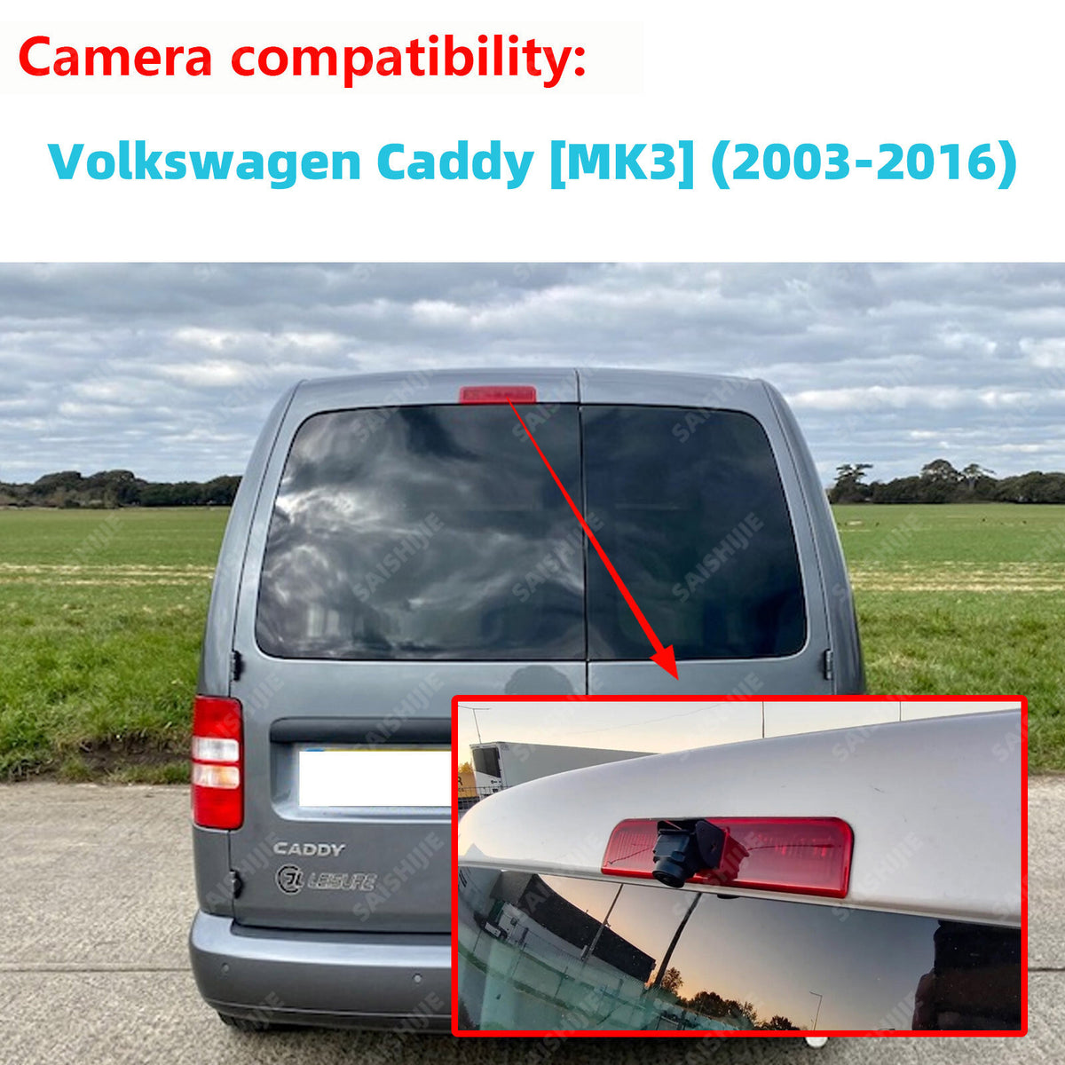 Wireless Rear Brake Light Reversing Camera Kit for VW Caddy MK3 2003-20162