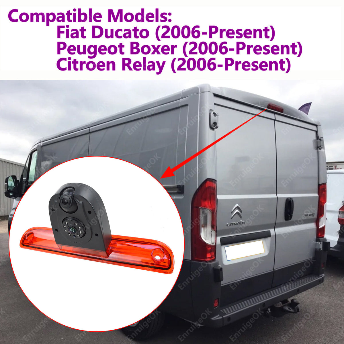Dual Rear Brake Light Reverse Camera For Fiat Ducato Peugeot Boxer Citroen Relay2