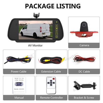 Brake Light Reverse Camera For Peugeot Expert Citroen Dispatch & 7" Monitor Kit10