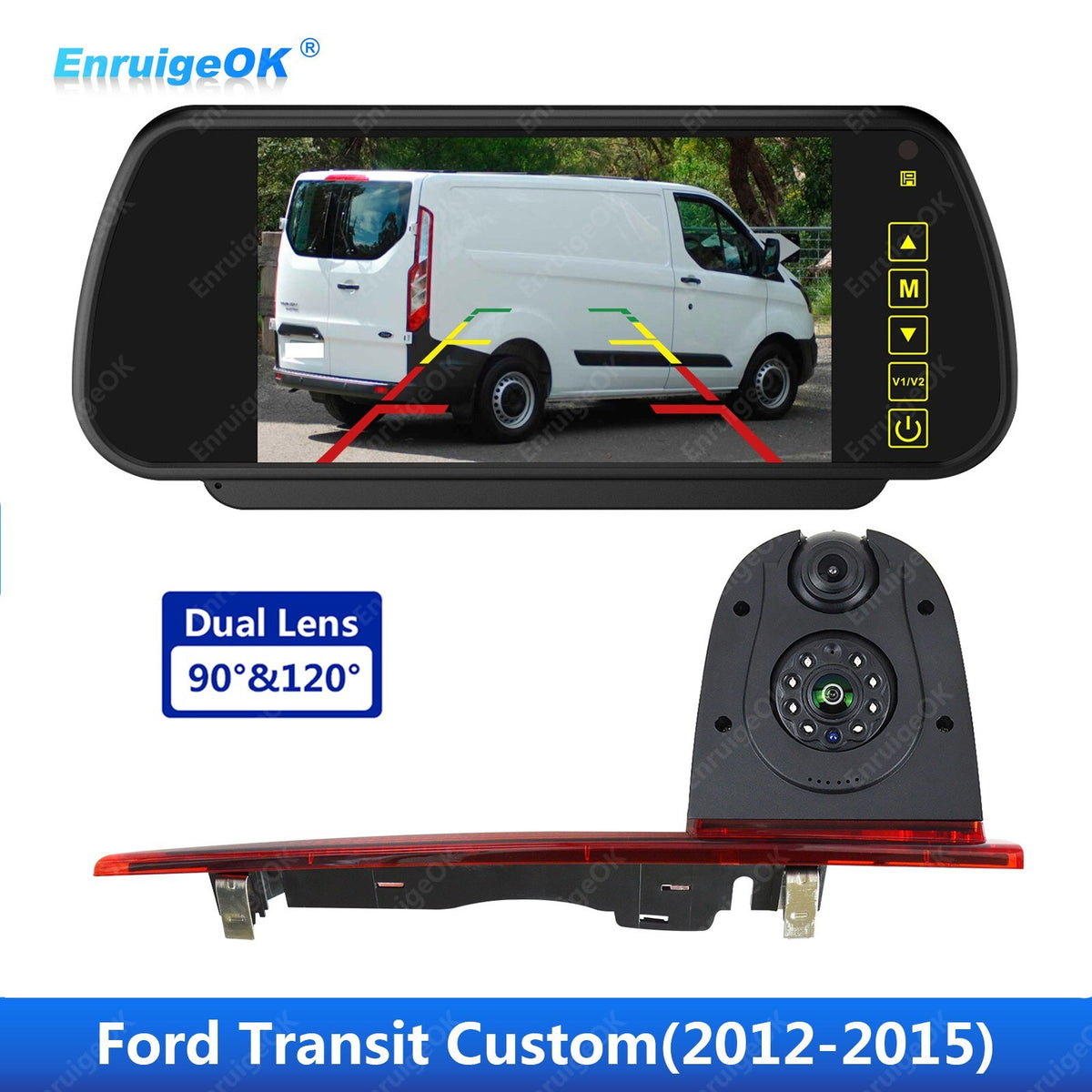 3rd Brake Light Backup Camera and Monitor Kit for Ford Transit Custom 2012-20150