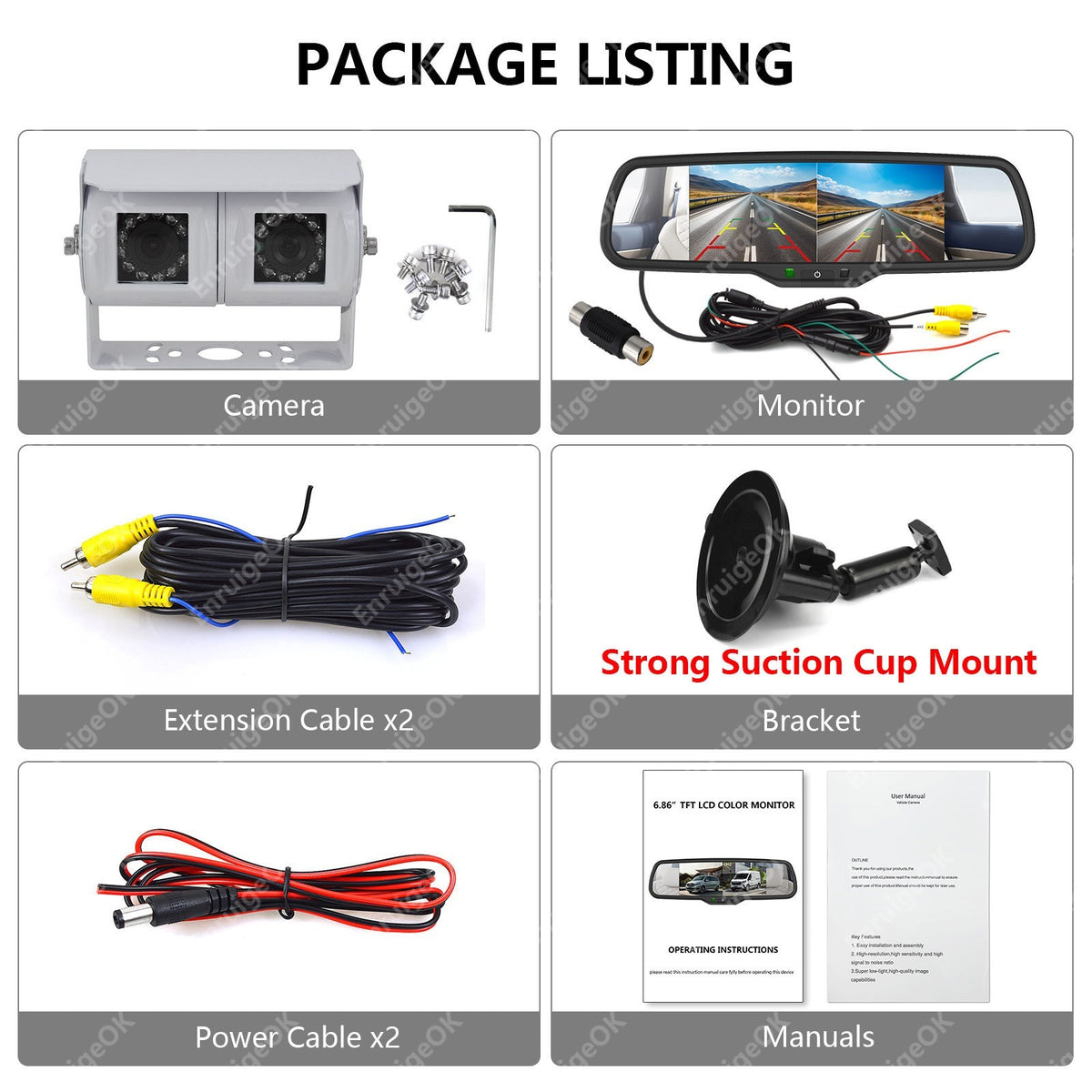 Dual Lens Reversing Camera & Split Screen Mirror Monitor Kit for Commercial Van2