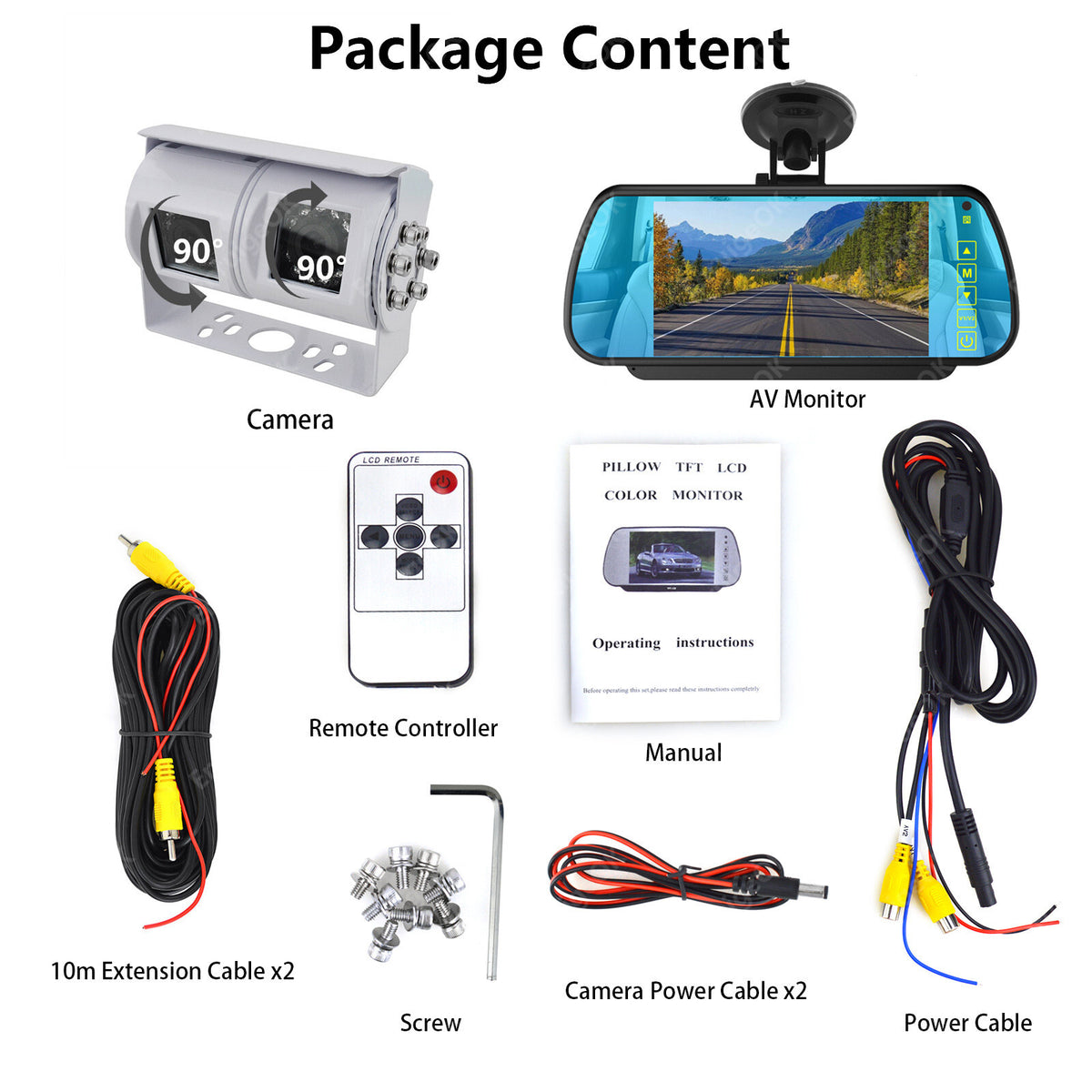White Motorhome Van Dual Twin Reversing Reverse Rear View Parking Camera Kit10