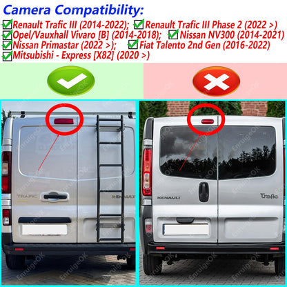 Rear Brake Light Reversing Camera Kit for Vauxhall Vivaro Renault Trafic Mk3 X823