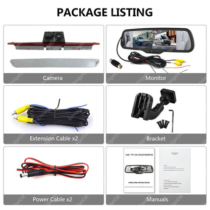 For Mercedes Sprinter VW Crafter Dual Rear View Brake Light Reversing Camera Kit17