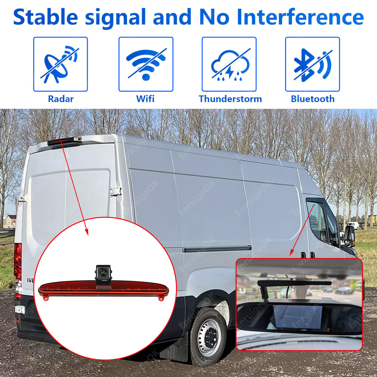 For IVECO DAILY 6th Gen Wireless Rear Brake Light Reversing Camera &Monitor Kit4