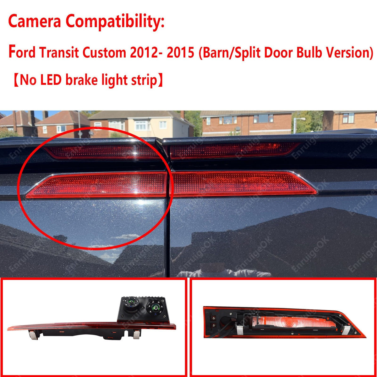 Rear Brake light Reversing Camera for Ford Transit Custom 2012-2015 Barn Doors3