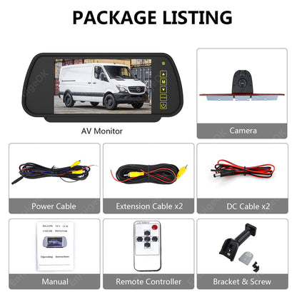 For Mercedes-Benz Sprinter Dual Lens Brake Light Reverse Camera + 7" Monitor Kit22