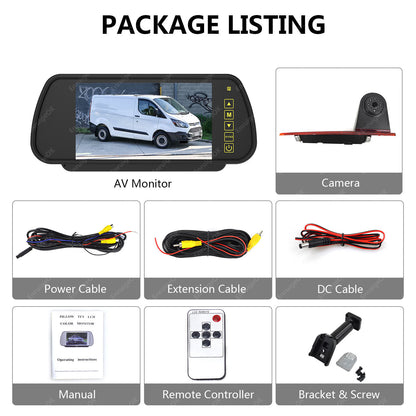 Ford Transit Custom Double Door 2016 Onwards Brake Light Rear Camera &7" Monitor22
