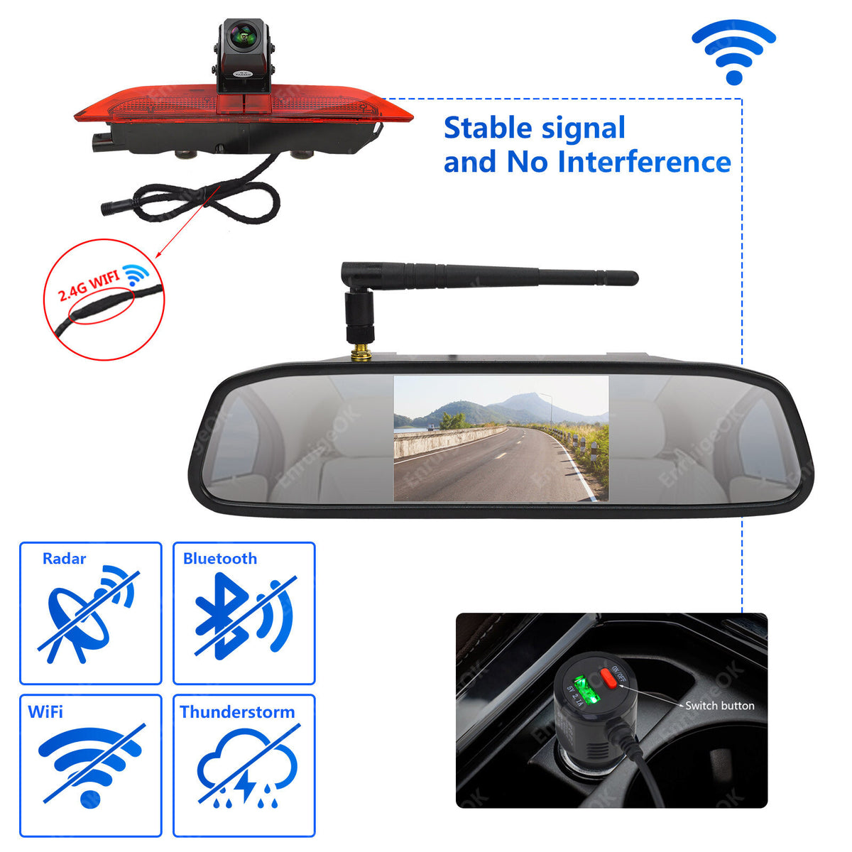 For VW Caddy MK4 2020-Present Wireless Rear Brake Light Reversing Camera Kit4