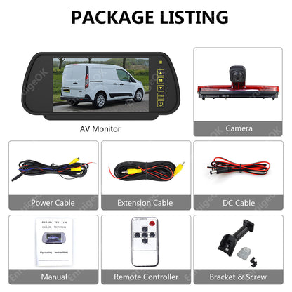 Rear Brake Light Reverse Camera For Ford Transit Connect Van &7" Mirror Monitor23