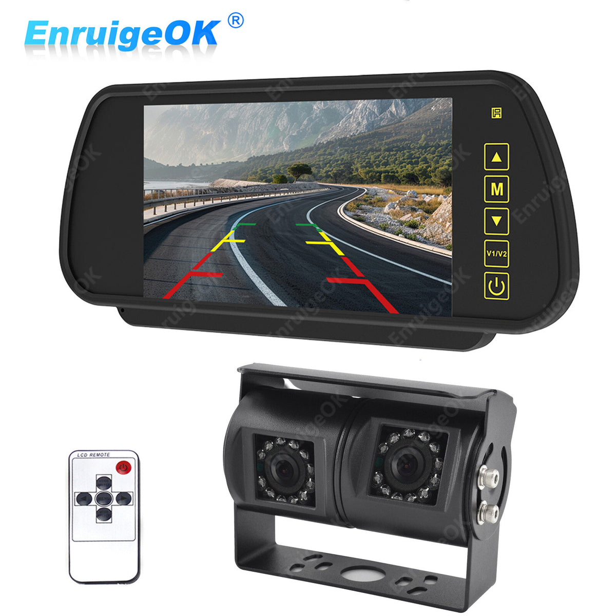 Dual Twin Reversing Camera with Rear View & Night Vision for Motorhome Van Kit0