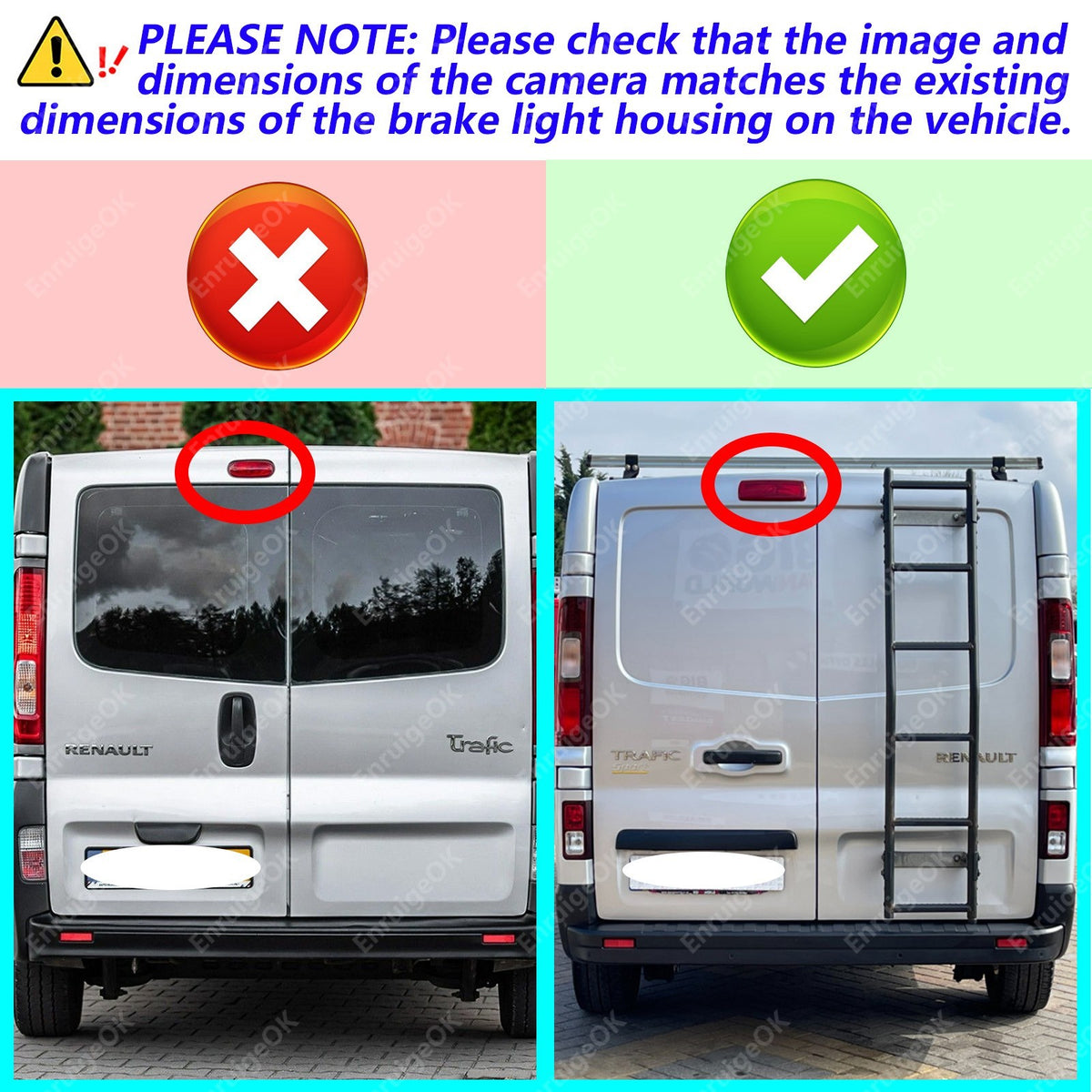 Rear View Reversing Camera Brake Light For Vauxhall/Opel Vivaro Renault Traffic5