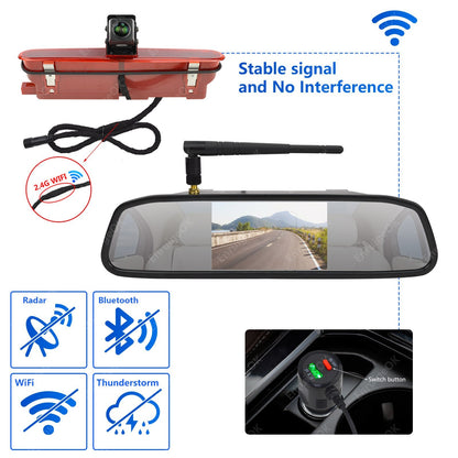 Wireless Brake Light Reverse Camera For Fiat Doblo Vauxhall Combo D+4.3" Monitor4