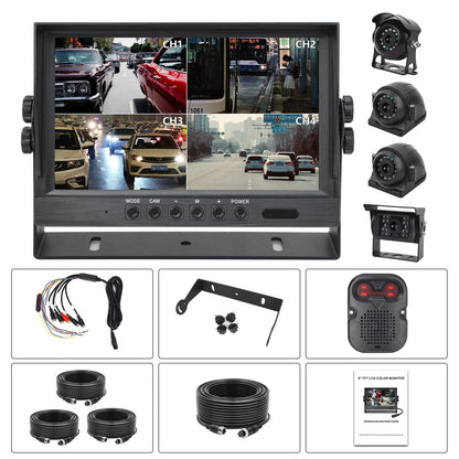 9'' DVR Quad Monitor with 4 AHD Cameras & BSD Blind Spot Radar for Truck/Bus17