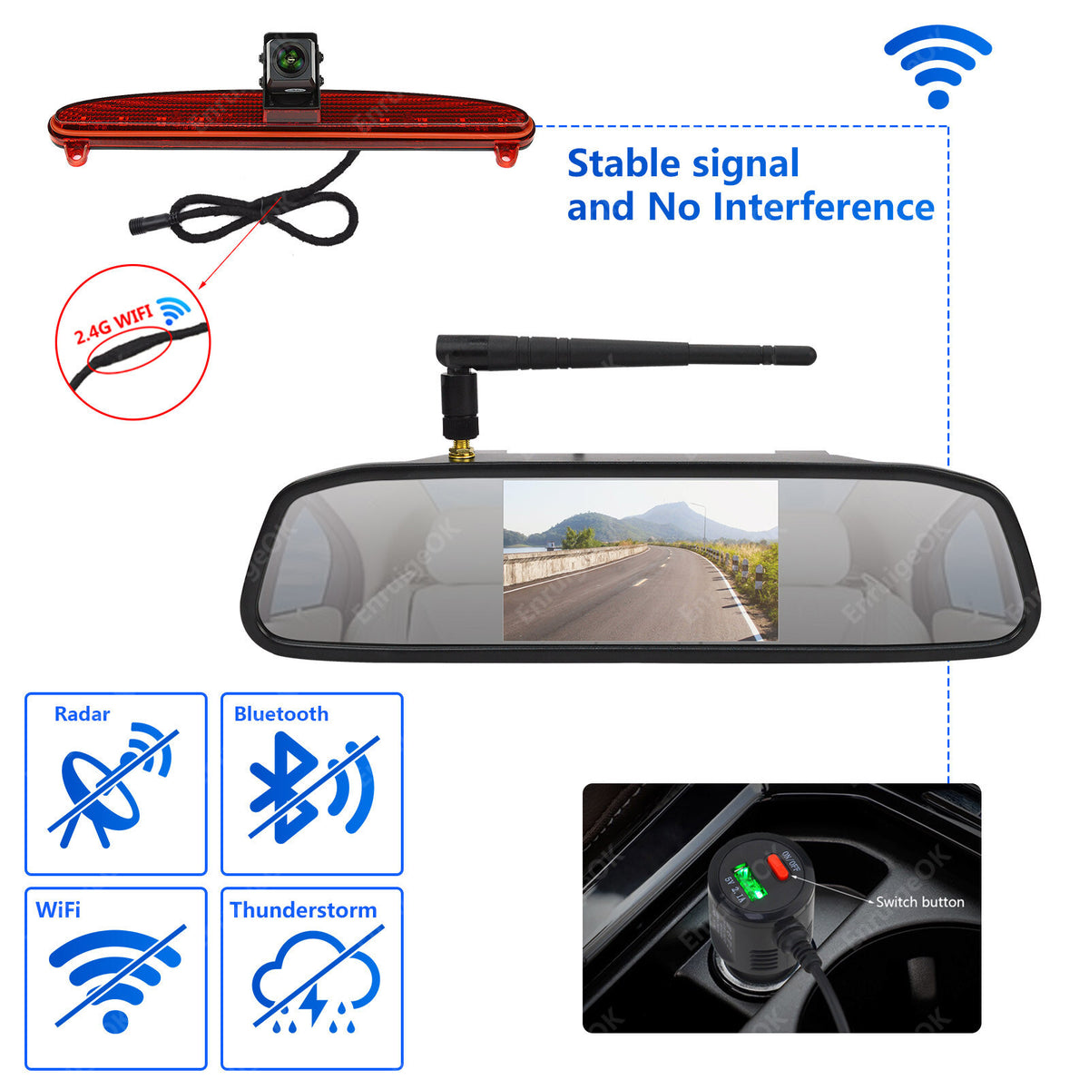For IVECO DAILY 6th Gen Wireless Rear Brake Light Reversing Camera &Monitor Kit3