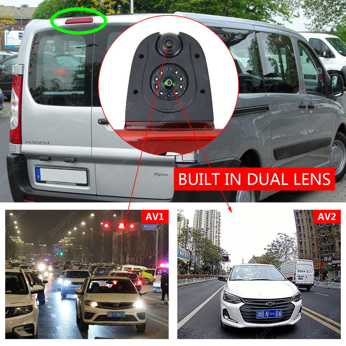 For Peugeot Expert Citroen Dispatch Dual Rear Brake Light Reversing Camera Kit3