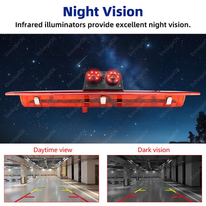 For Ford Transit 2014-On &Dual Split Monitor Rear Brake Light Reverse Camera New9