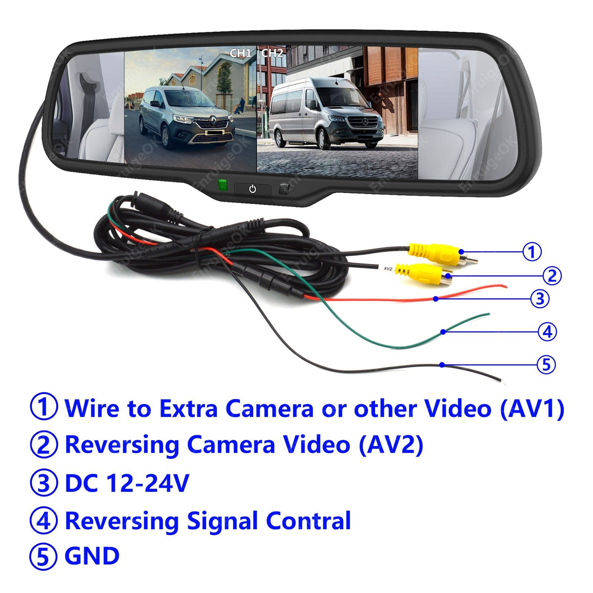 Brake Light Backup Camera For Chevy Express GMC Savana Van 03-19 & Split Monitor20