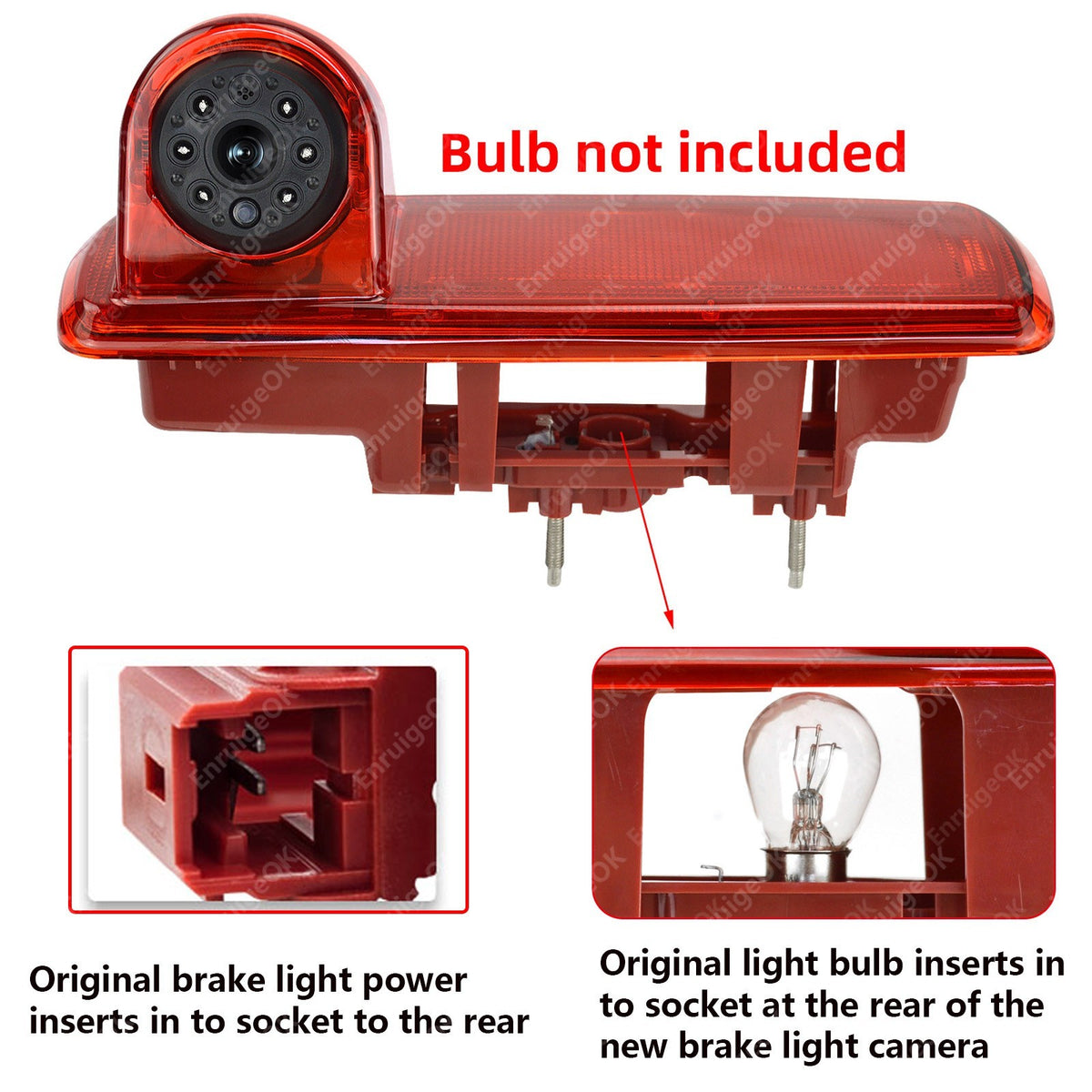 Vauxhall Vivaro Renault Trafic Wireless Rear Brake Light Reversing Camera Kit7