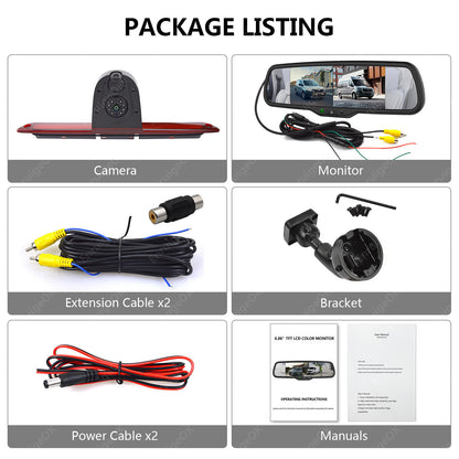 Dual Rear Brake Light Reversing Camera for VW Crafter Van + 6.86" Split Screen