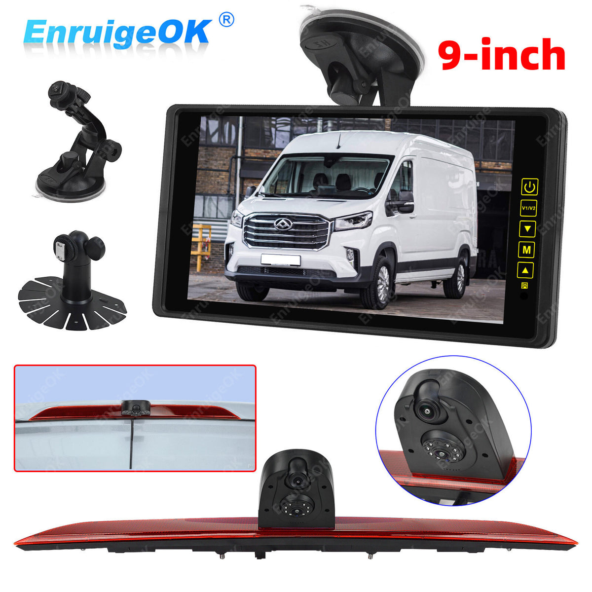 Dual Lens Brake Light Reverse Camera for Maxus Deliver 9 Van & 9" Mirror Monitor0