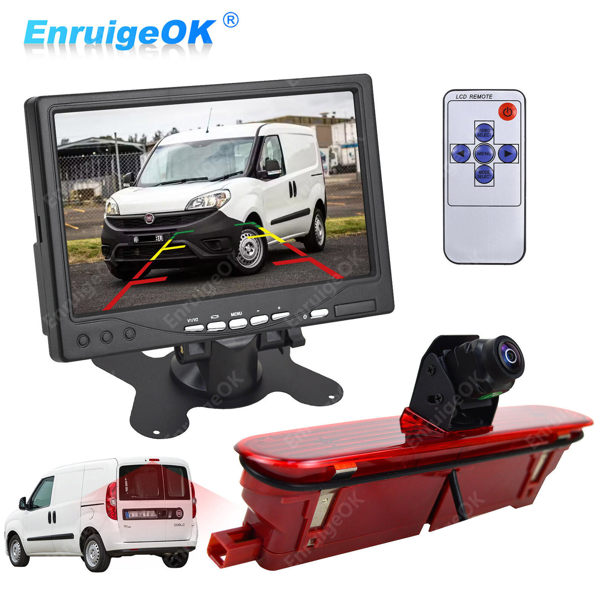 Vauxhall Combo Fiat Doblo Brake Light Reversing Camera + 7" Dash Monitor Kit0
