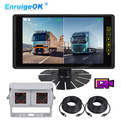 9" Split Screen DVR Monitor & AHD Dual Commercial Rear View Reversing Camera Kit0