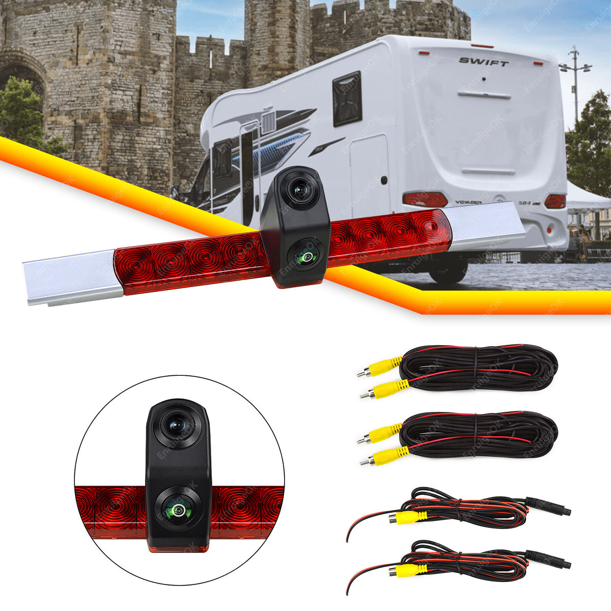 7'' Mirror Monitor & High Level Dual Brake Light Reversing Camera for Vans17