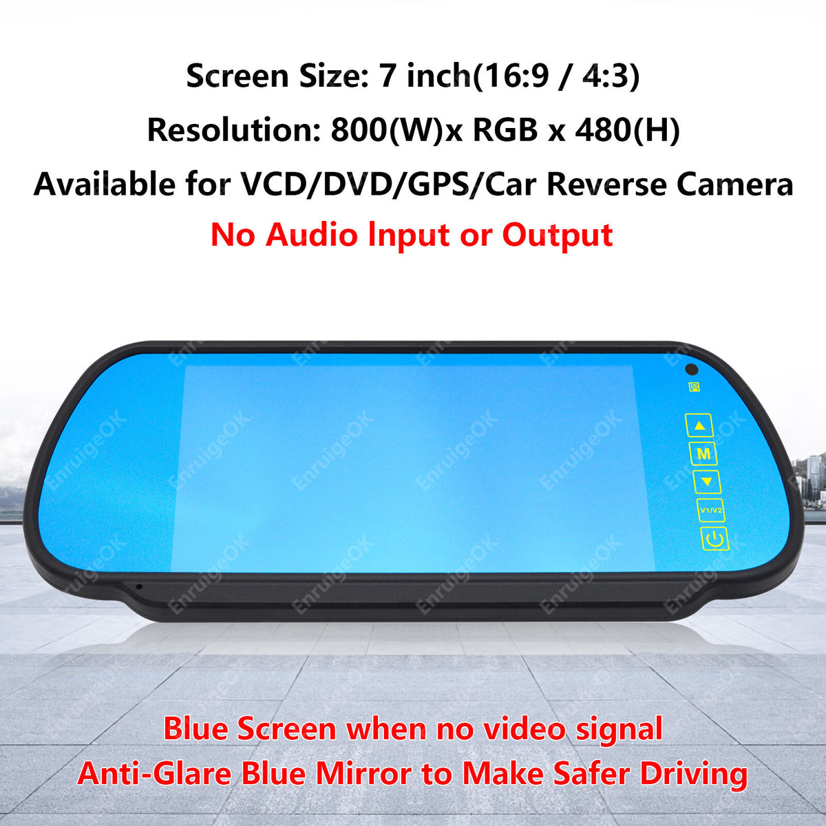 7" Mirror Monitor Brake Light Reversing Camera For Renault Kangoo Mercedes Citan6