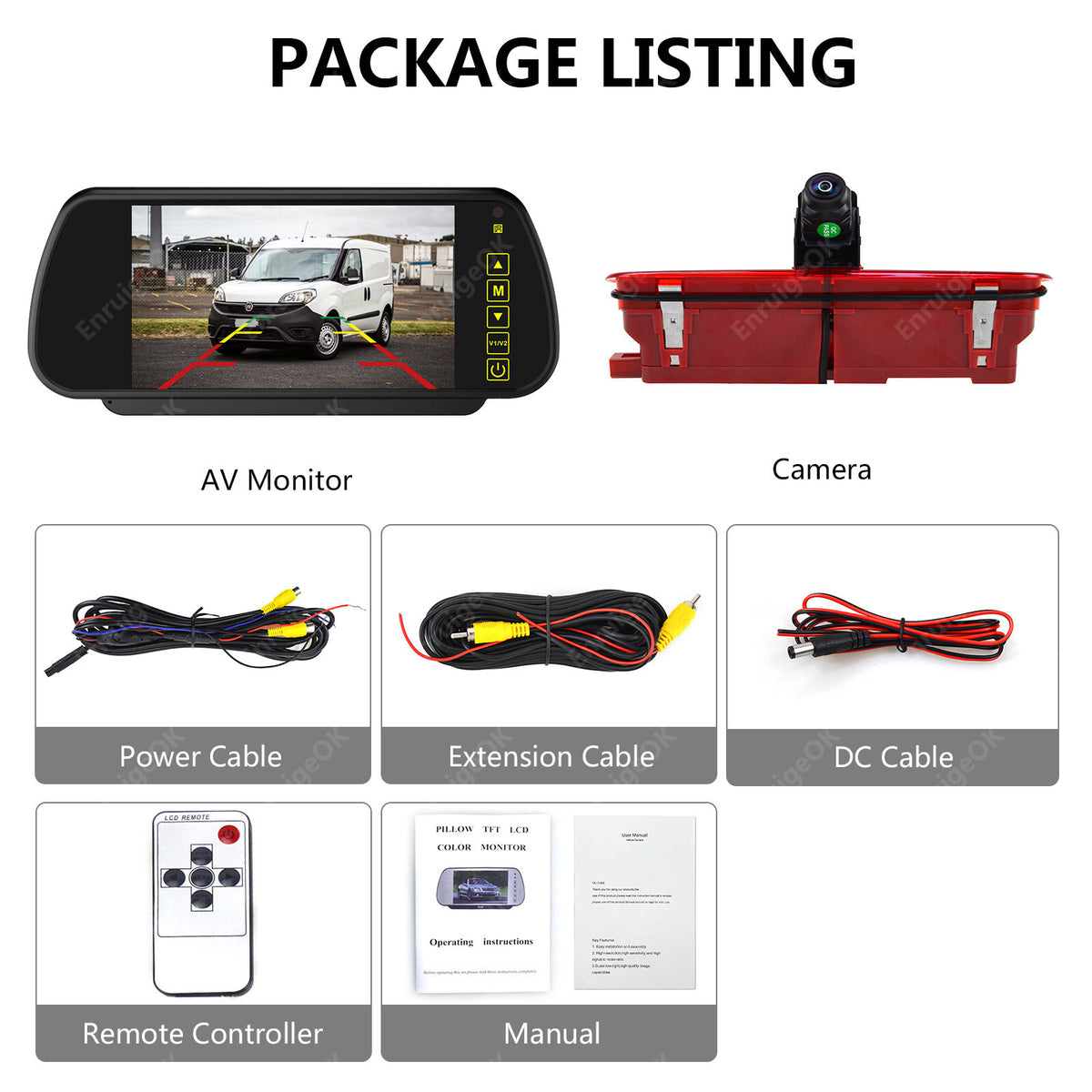 7" Monitor & Rear Brake Light Reversing Camera For Vauxhall Combo Fiat Doblo5
