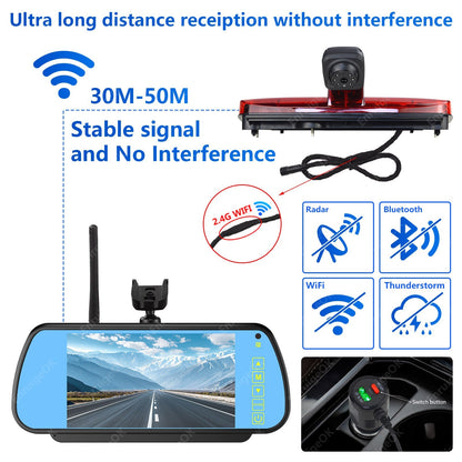 Wireless Rear Brake Light Reverse Camera For Ford Transit Connect & 7" Monitor3