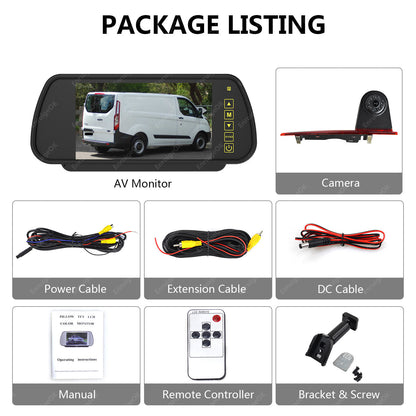 For Ford Transit Custom 2012-2015 Brake Light Reverse Camera & 7" Mirror Monitor21