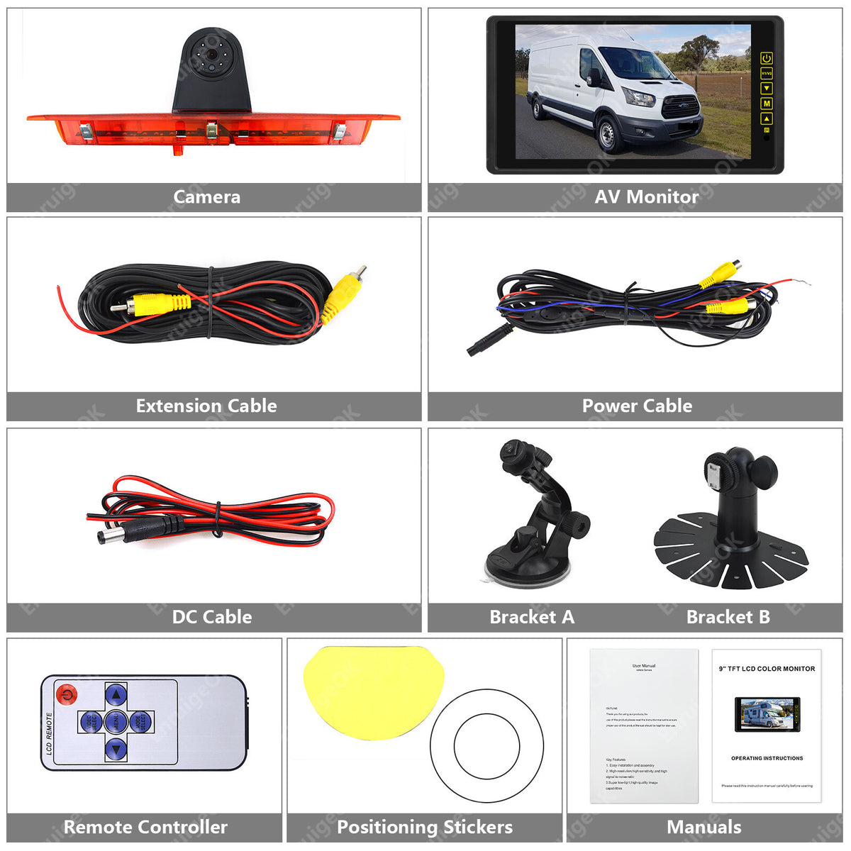 Ford Transit 350 MK8 Rear Brake Light Reversing Camera & 9" Mirror Monitor20