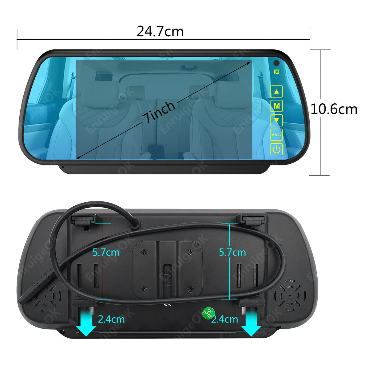 7" Car Rear View Mirror Monitor with Clip & Suction For Rear Reversing Cameras9