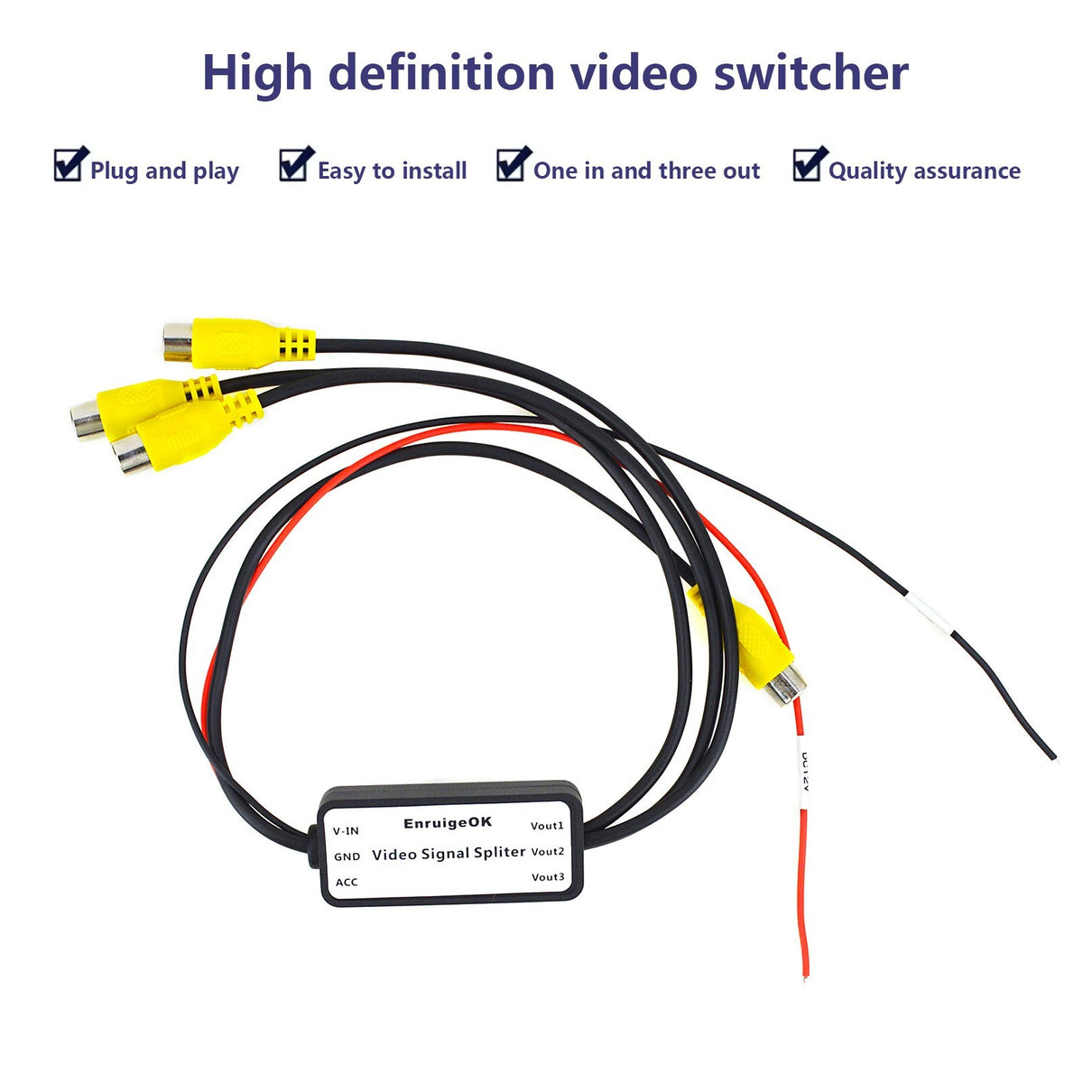 1 to 3 RCA Video Amplifier Splitter Booster for Car DVD TV Headrest Roof Monitor1