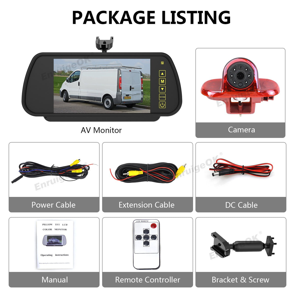 Brake Light Reverse Camera for Renault Traffic Opel/Vauxhall Vivaro +7'' Monitor7