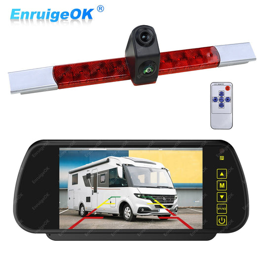 7" Monitor &Universal Brake Light Rear View Backup Camera for Cargo Van RV Bus0