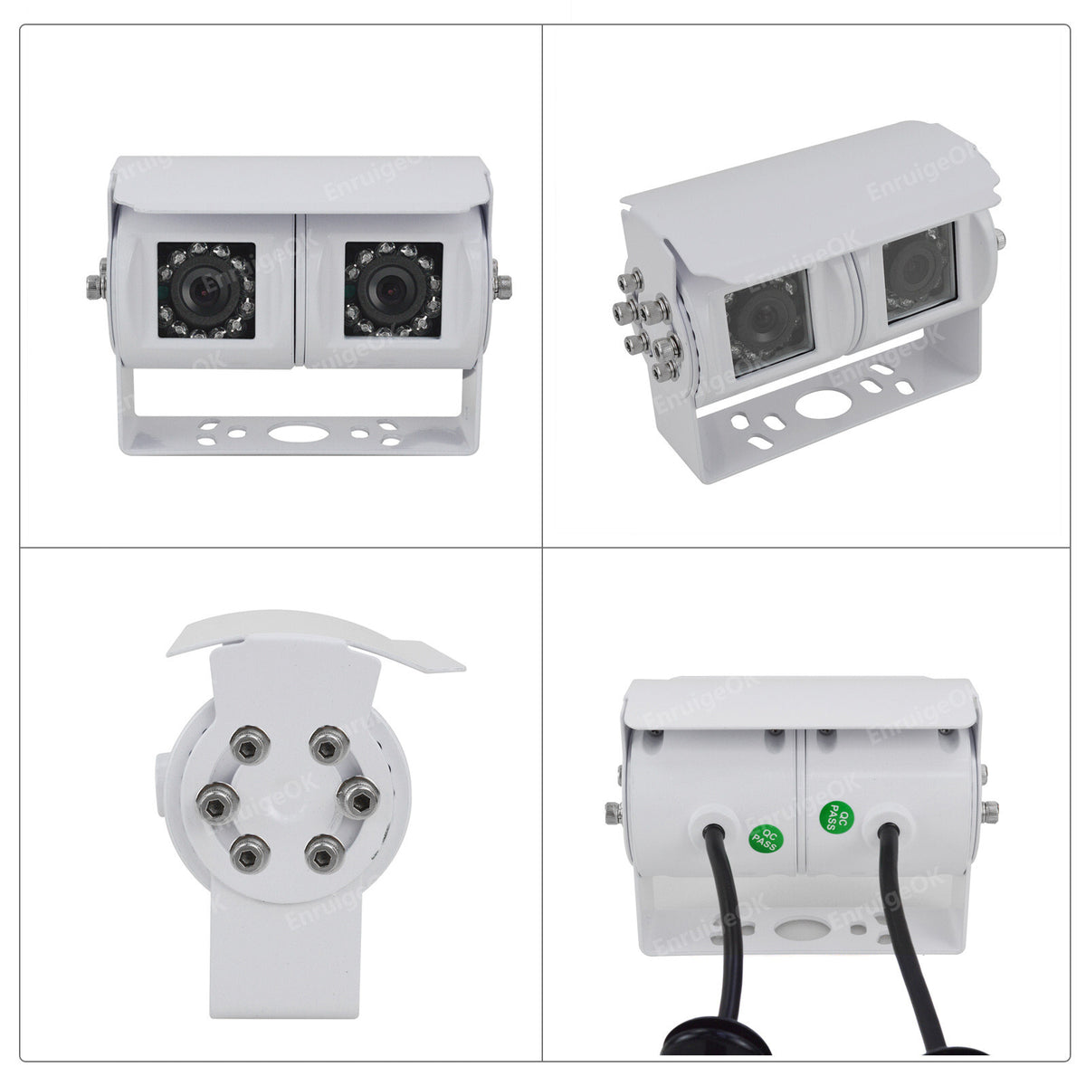 4PIN White Motorhome Van Dual Twin Reversing Reverse Rear View Parking Camera7