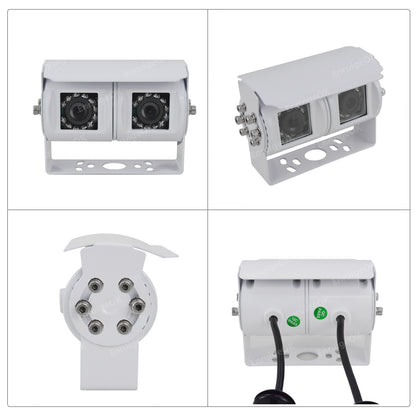 4PIN White Motorhome Van Dual Twin Reversing Reverse Rear View Parking Camera7