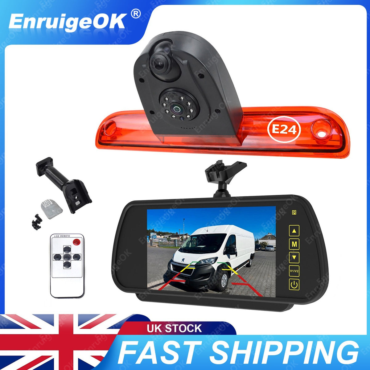7" Mirror Monitor Brake Light Reversing Camera Kit For Fiat Ducato Citroen Relay0
